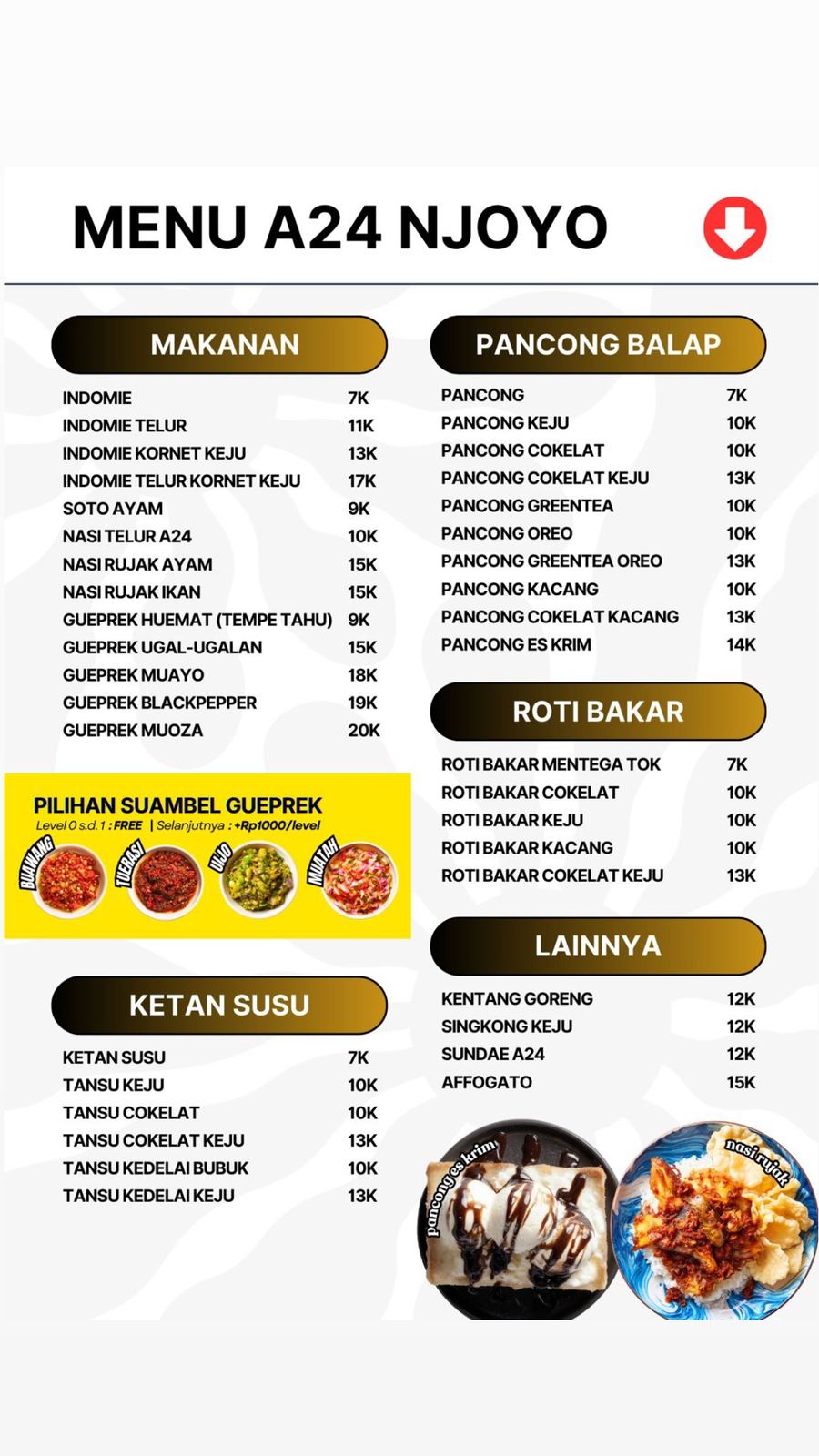 Menu A24 Njoyo 1